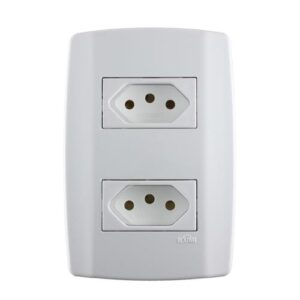 Tomada Dupla Monobloco Slim 10A Branco – ILUMI