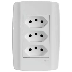 Tomada Tripla Monobloco Slim 10A Branco – ILUMI