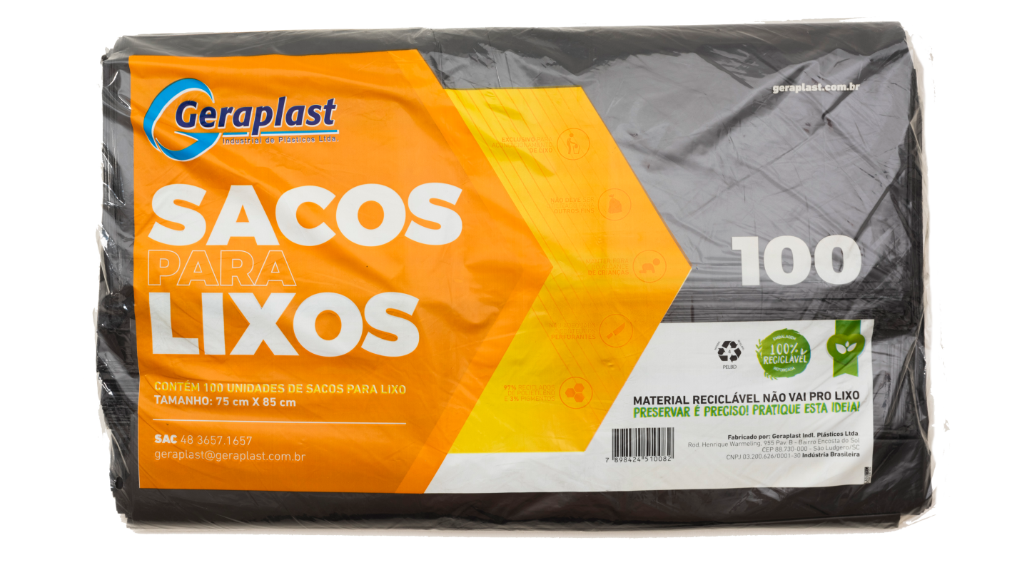Saco para Lixo 100L (75x85cm) c/100 unid. - GERAPLAST
