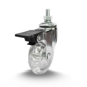 Rodízio 210 Cristal Espiga Giratória com Freio 40kg - COLSON